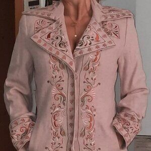 Women Embroidered Coat by MANGO